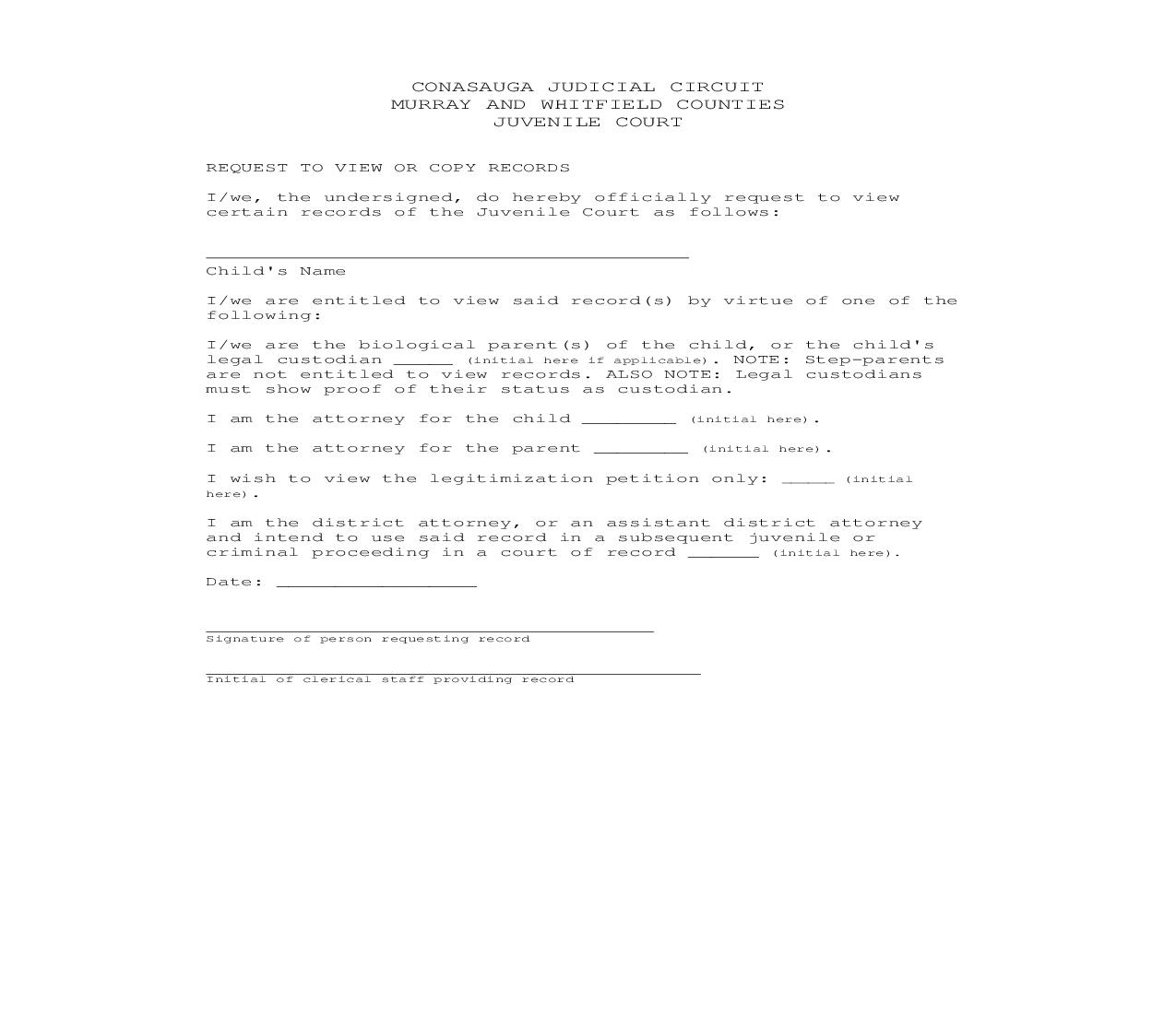 Request To View Or Copy Records |  | Georgia