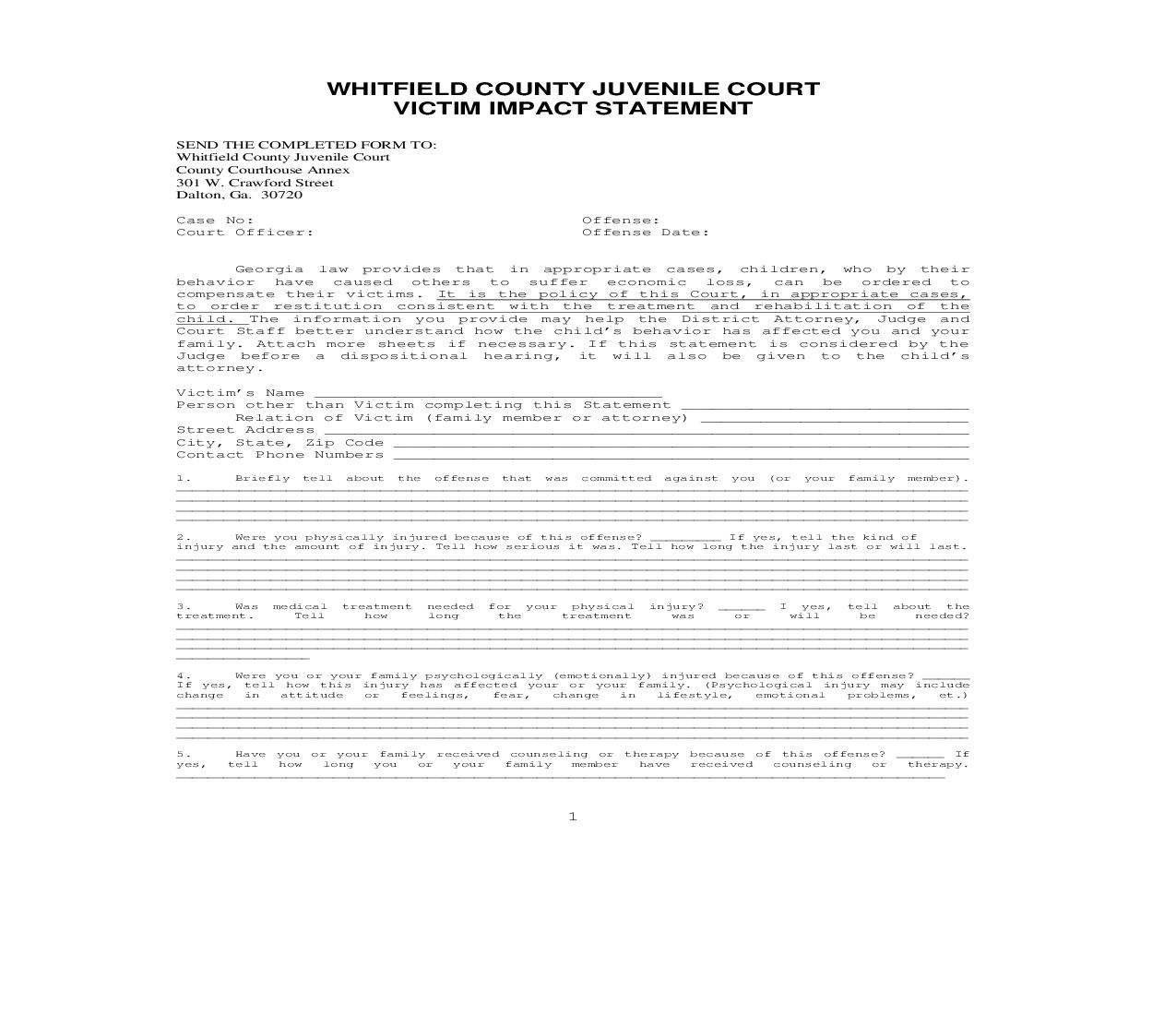 Victim Impact Statement |  | Georgia