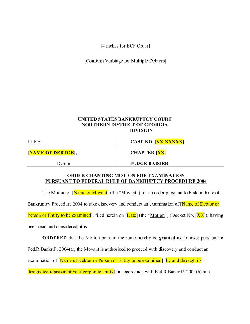 Order Granting Motion To Avoid Judicial Lien (Judge Baisier) | Pdf Fpdf Docx | Georgia