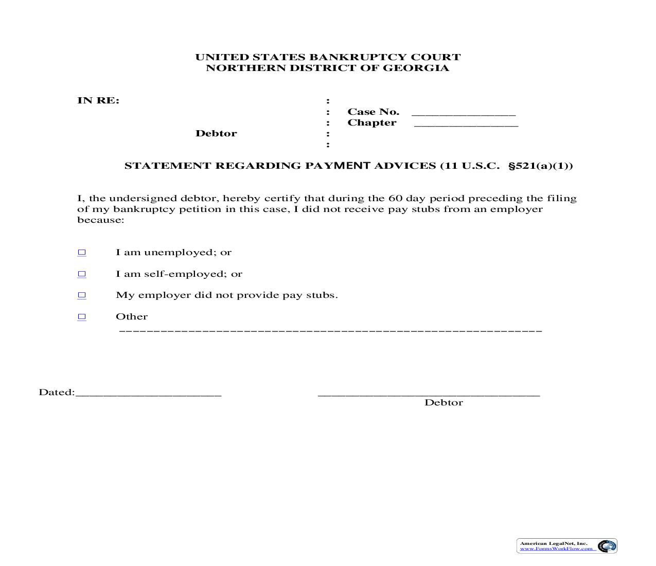 Statement Regarding Payment Advices | Pdf Fpdf Doc Docx | Georgia