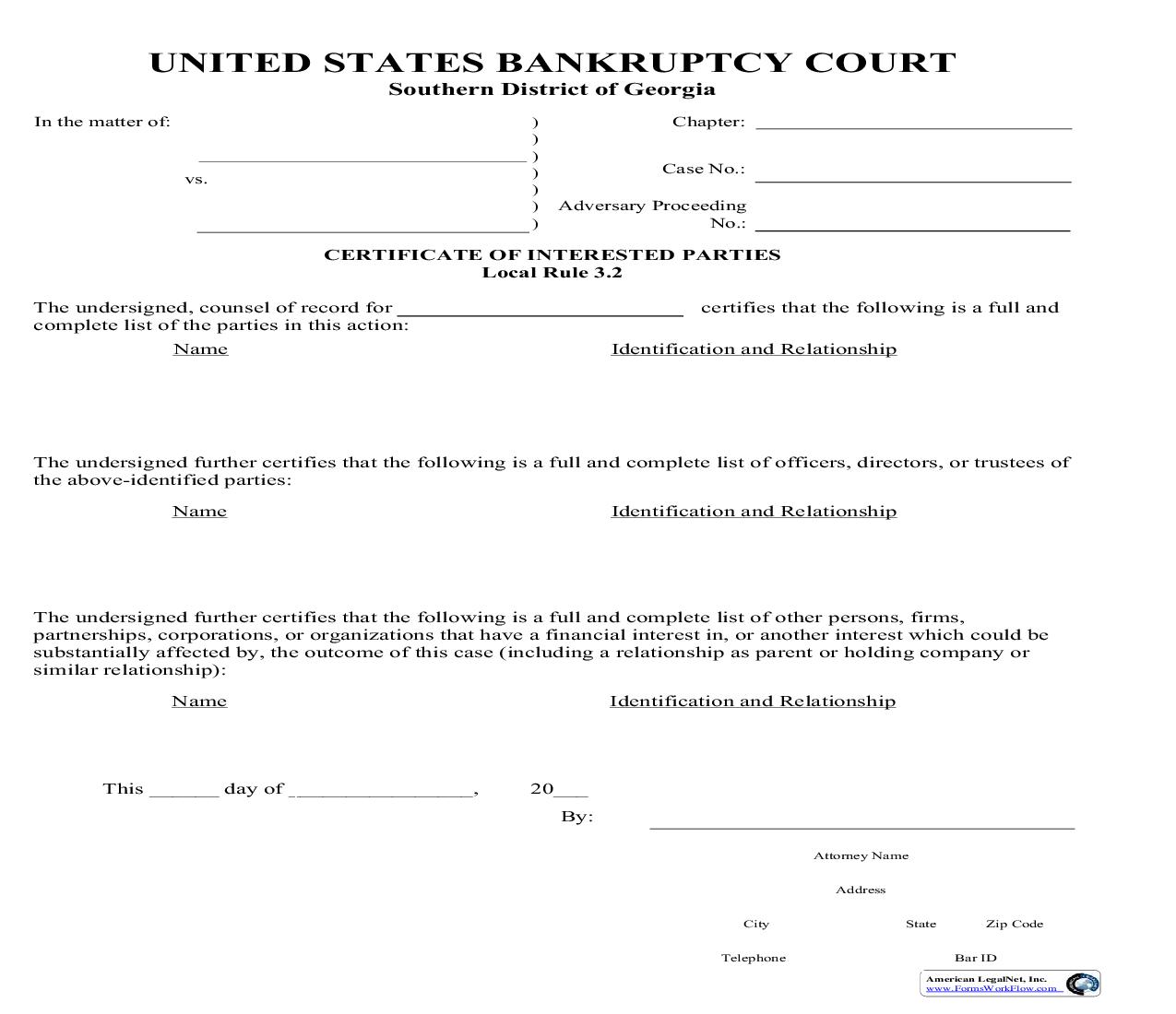 Certificate Of Interested Parties |  | Georgia