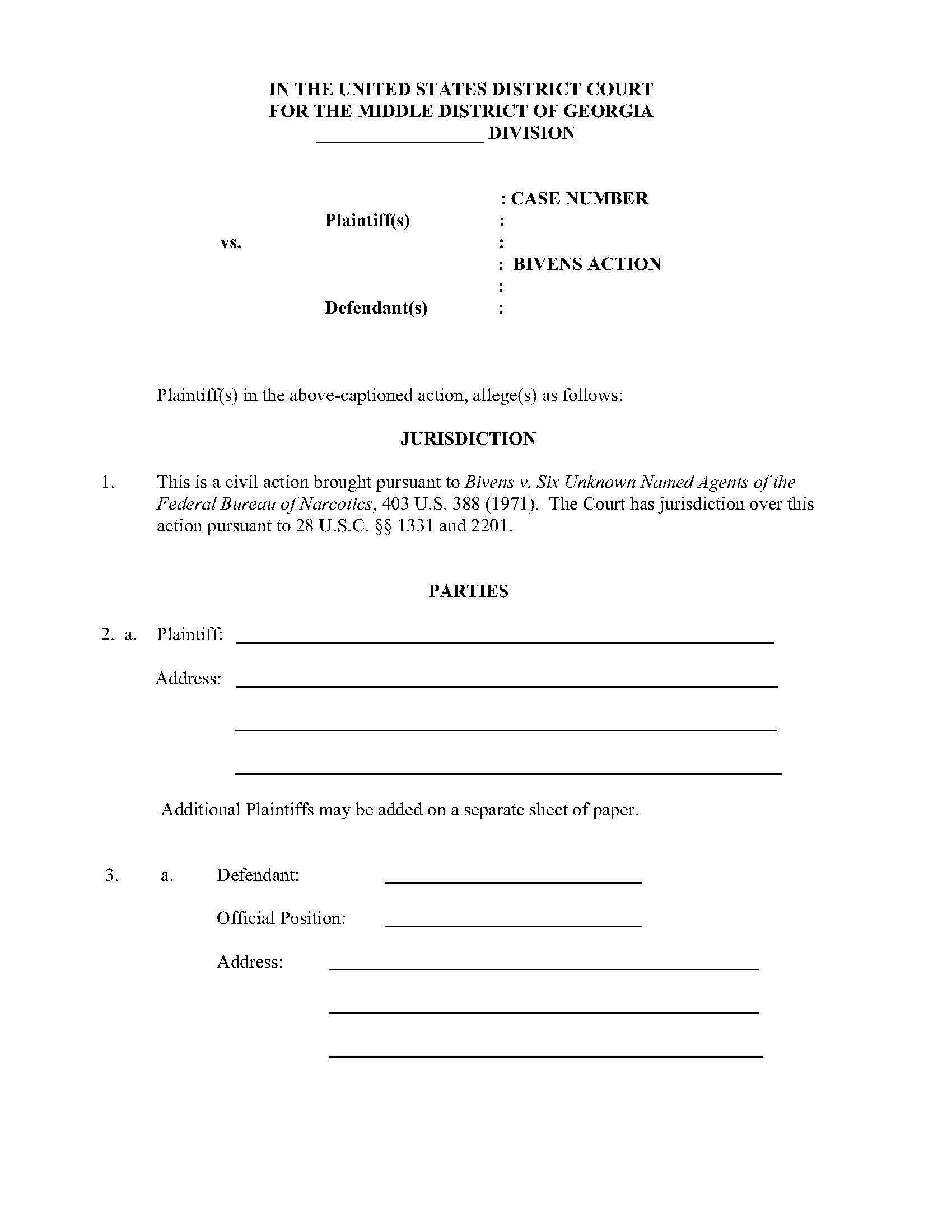 Bivens Complaint | Pdf Fpdf Doc Docx | Georgia
