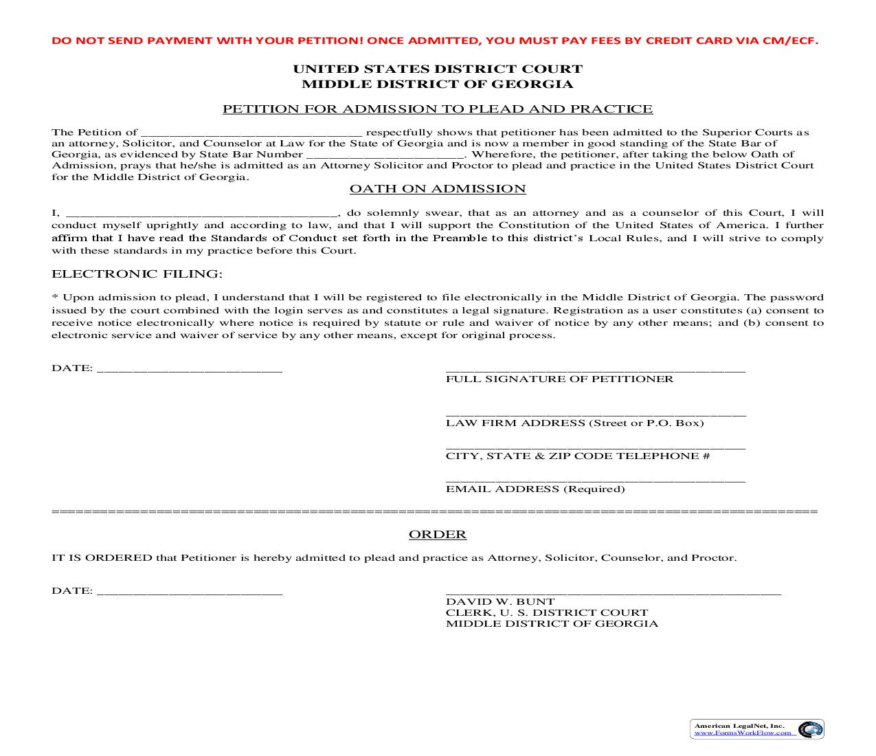 Petition For Admission To Plead And Practice | Pdf Fpdf Doc Docx | Georgia