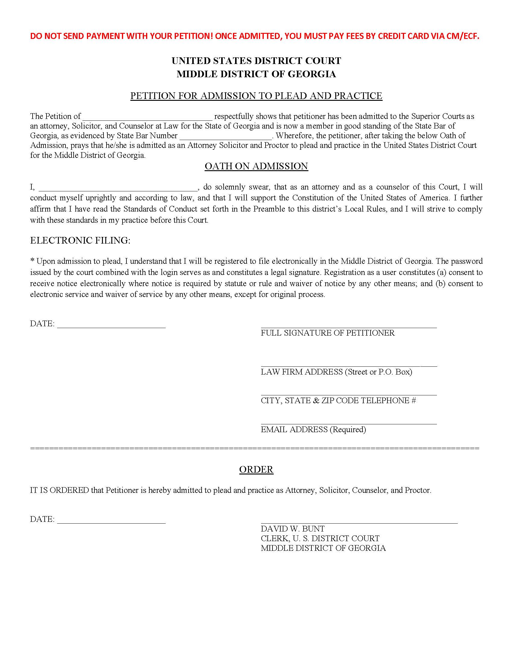 Petition For Admission To Plead And Practice | Pdf Fpdf Doc Docx | Georgia