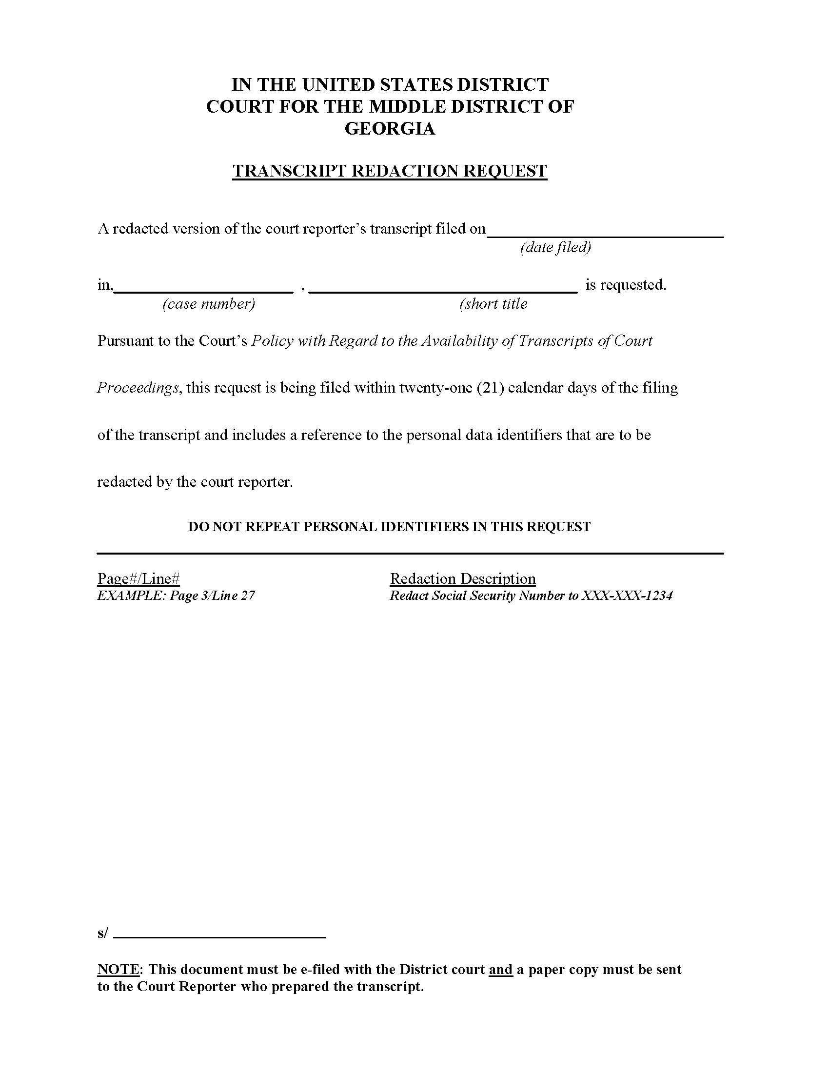Transcript Redaction Request | Pdf Fpdf Doc Docx | Georgia