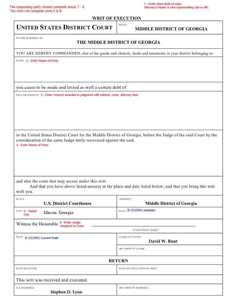 Writ Of Execution | Pdf Fpdf Docx | Georgia