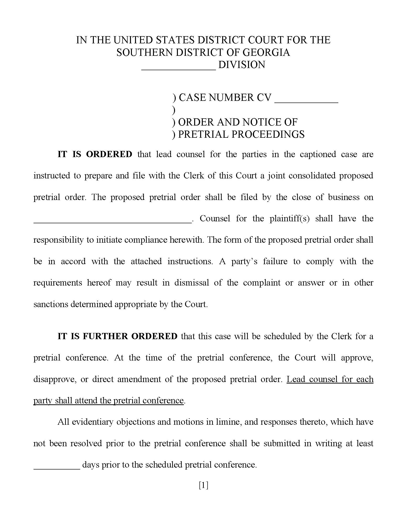 Consolidated Pretrial Order (Wood) | Pdf Fpdf Docx | Georgia