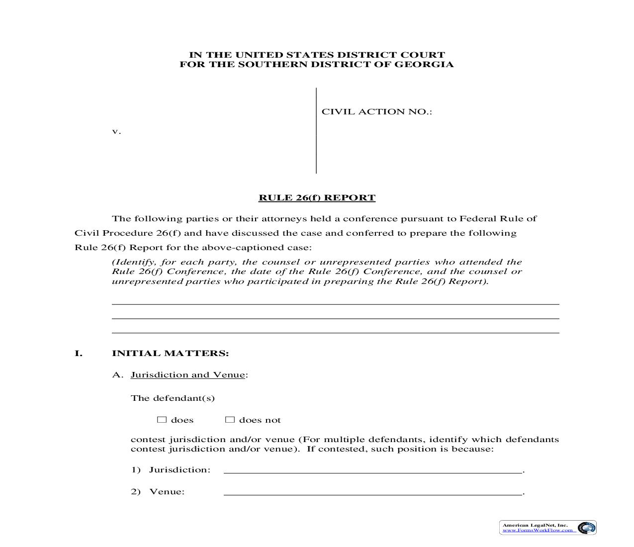 Rule 26f Report (Judges Wood And Baker) |  | Georgia