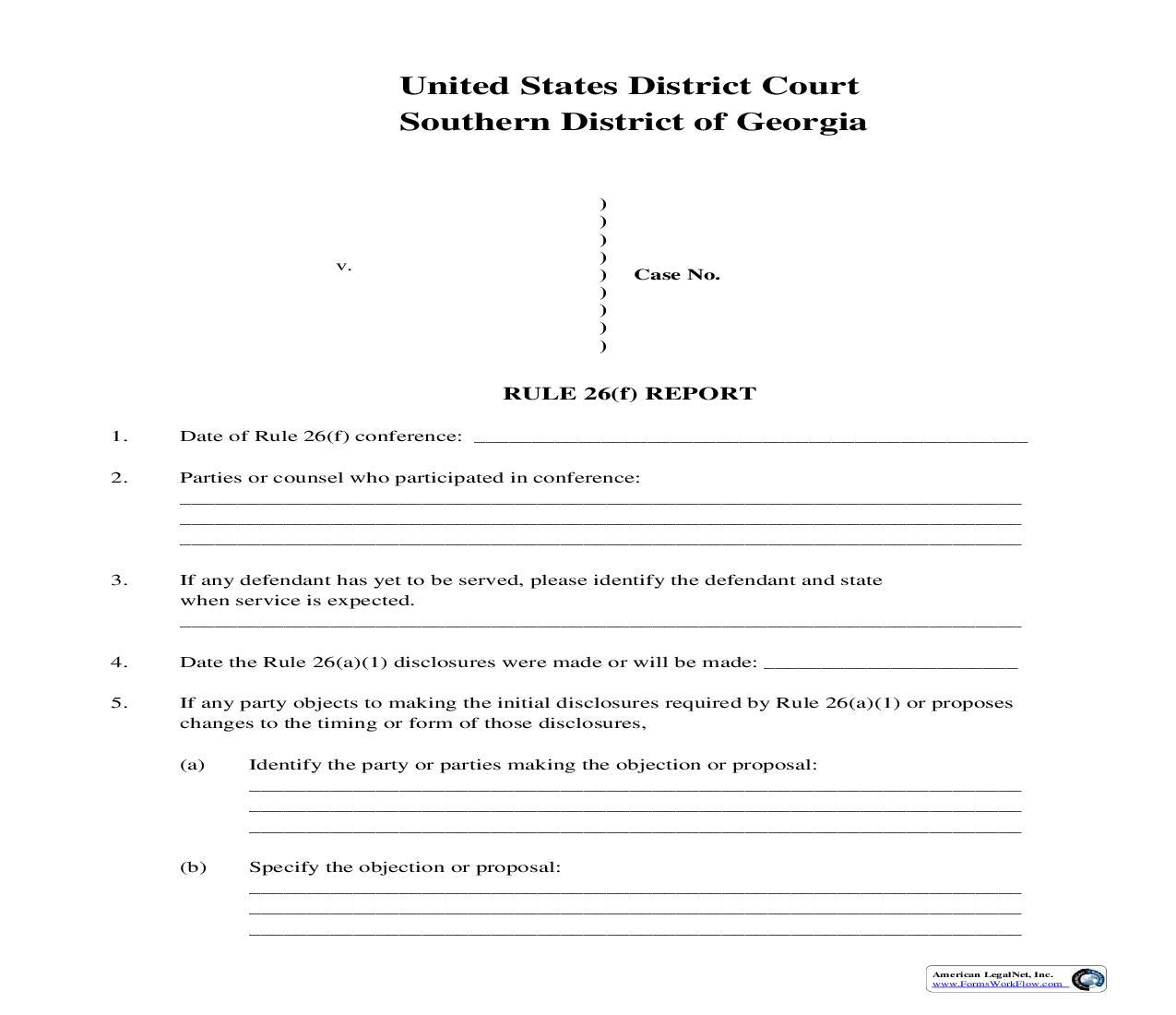 Rule 26f Report (Judges Wood And Smith) |  | Georgia