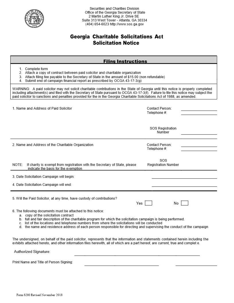 Solicitation Notice {S-200} | Pdf Fpdf Doc Docx | Georgia