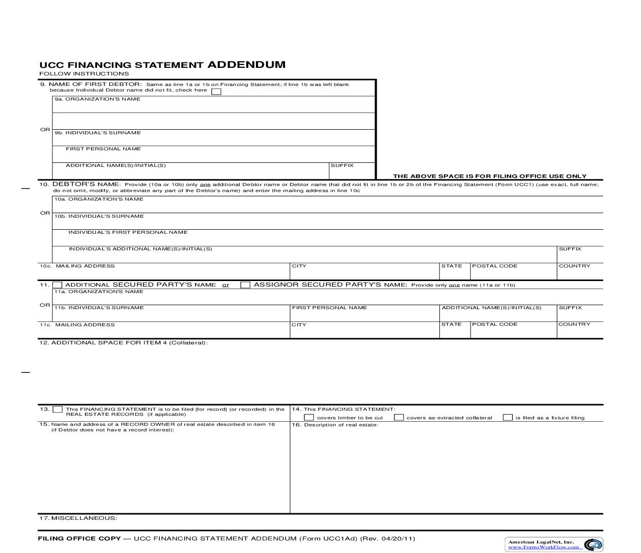 UCC1Ad Financing Statement Addendum (Georgia) {UCC1Ad} | Pdf Fpdf Doc Docx | Georgia