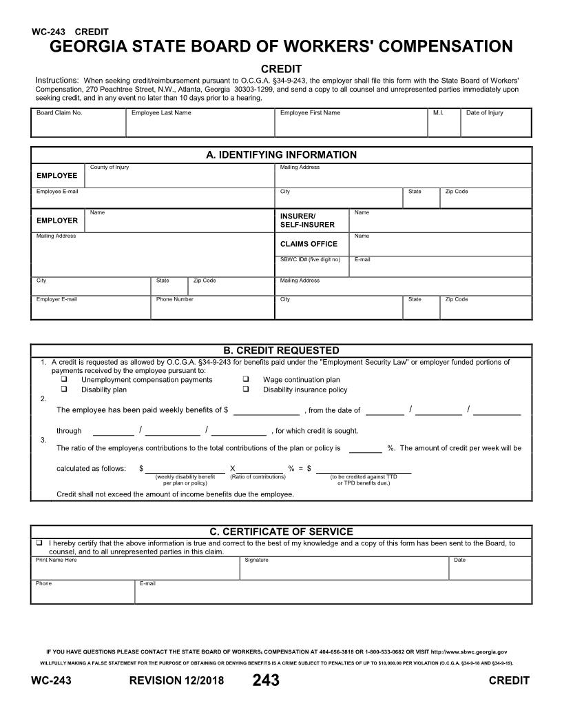 Credit {WC-243} | Pdf Fpdf Docx | Georgia