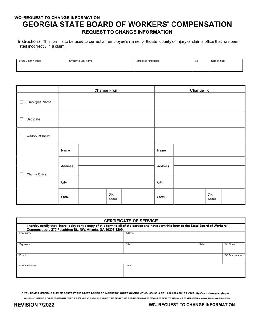 Request To Change Information | Pdf Fpdf Docx | Georgia