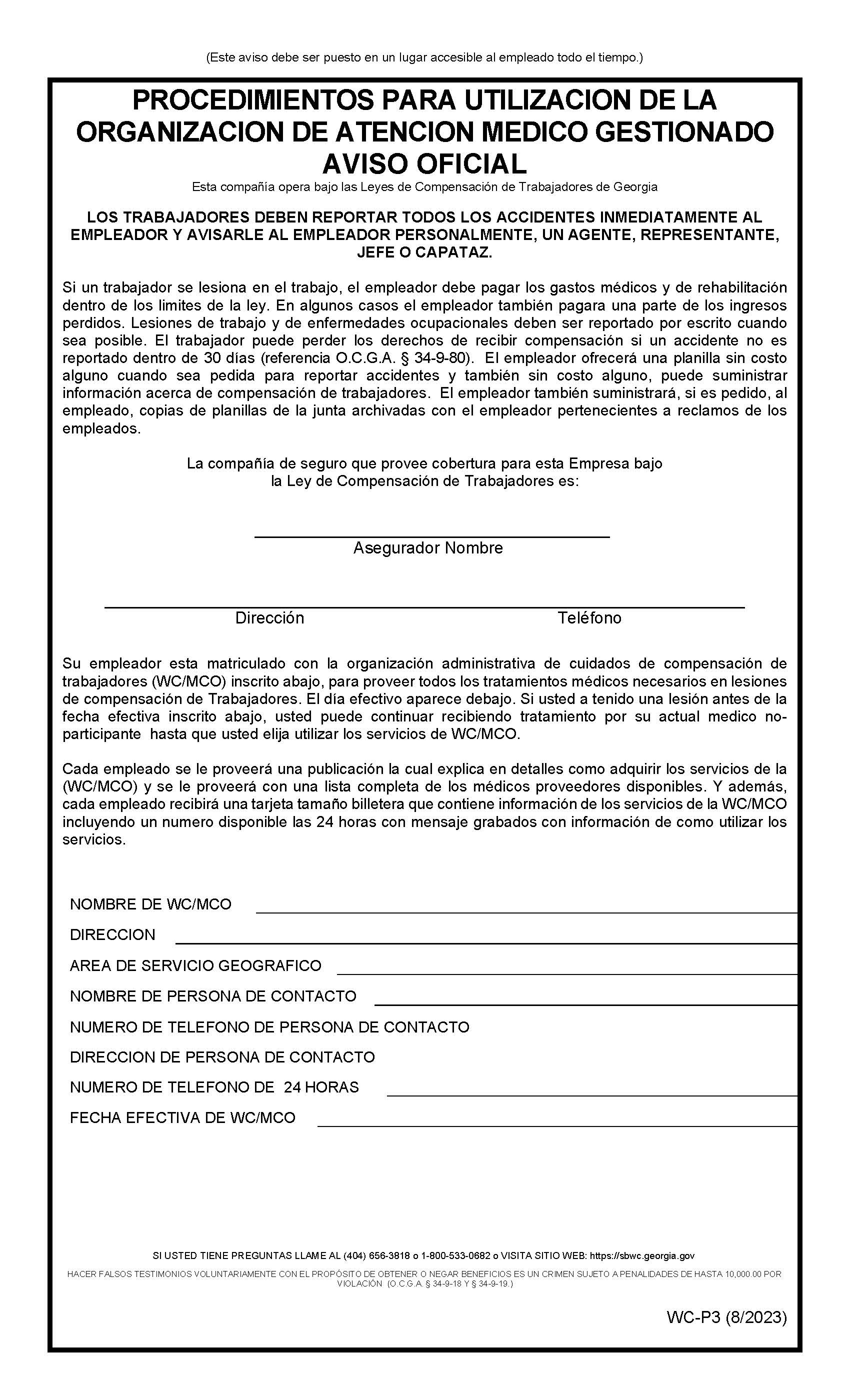 WC-MCO Panel (Spanish) {WC-P3} | Pdf Fpdf Doc Docx | Georgia