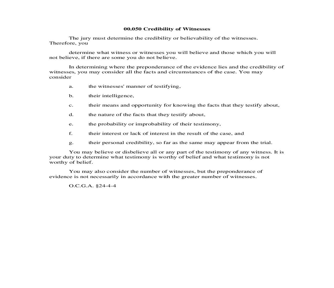 00.050 Credibility of Witnesses | Pdf Doc Docx | Georgia_JI