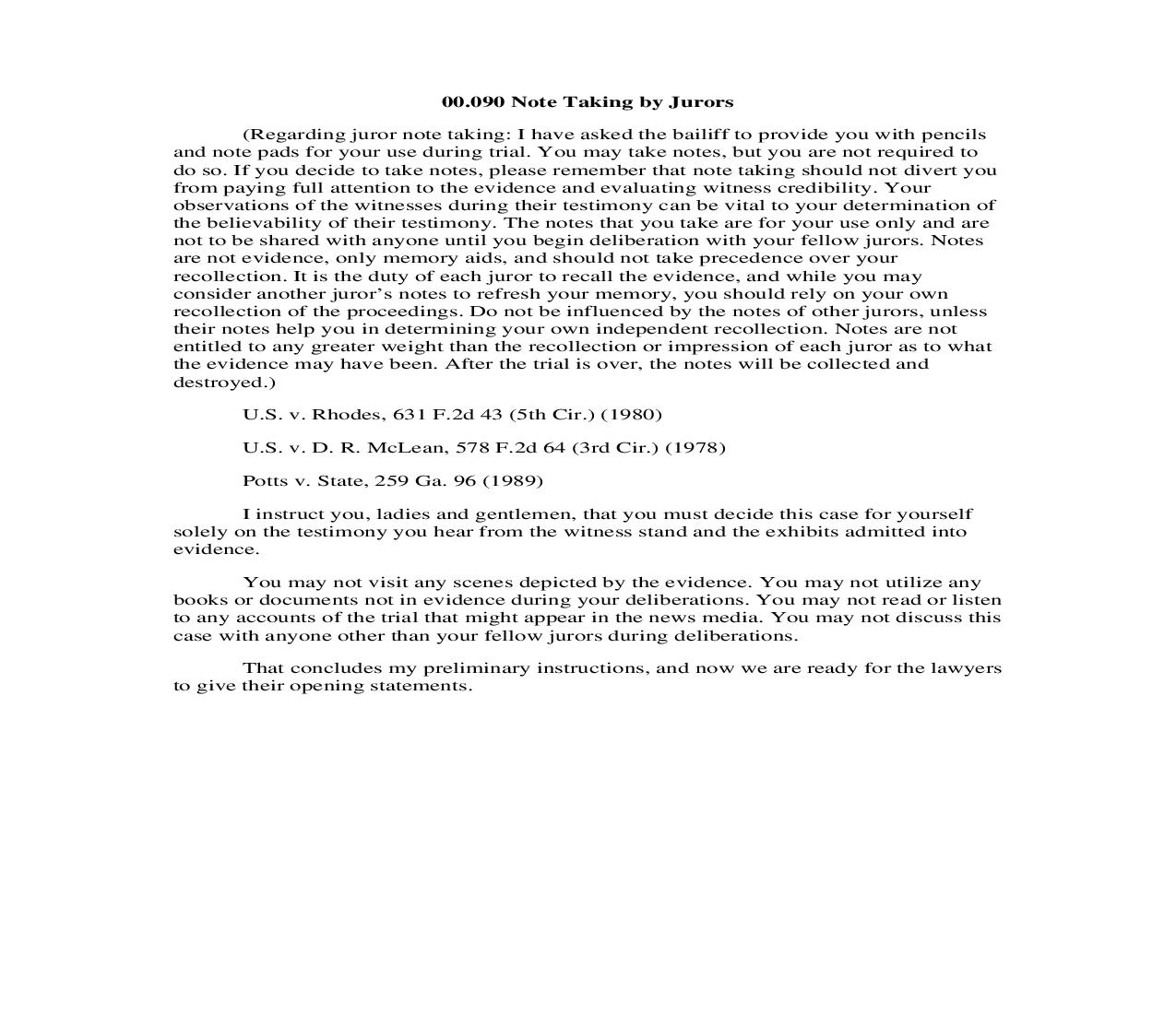 00.090 Note Taking by Jurors | Pdf Doc Docx | Georgia_JI