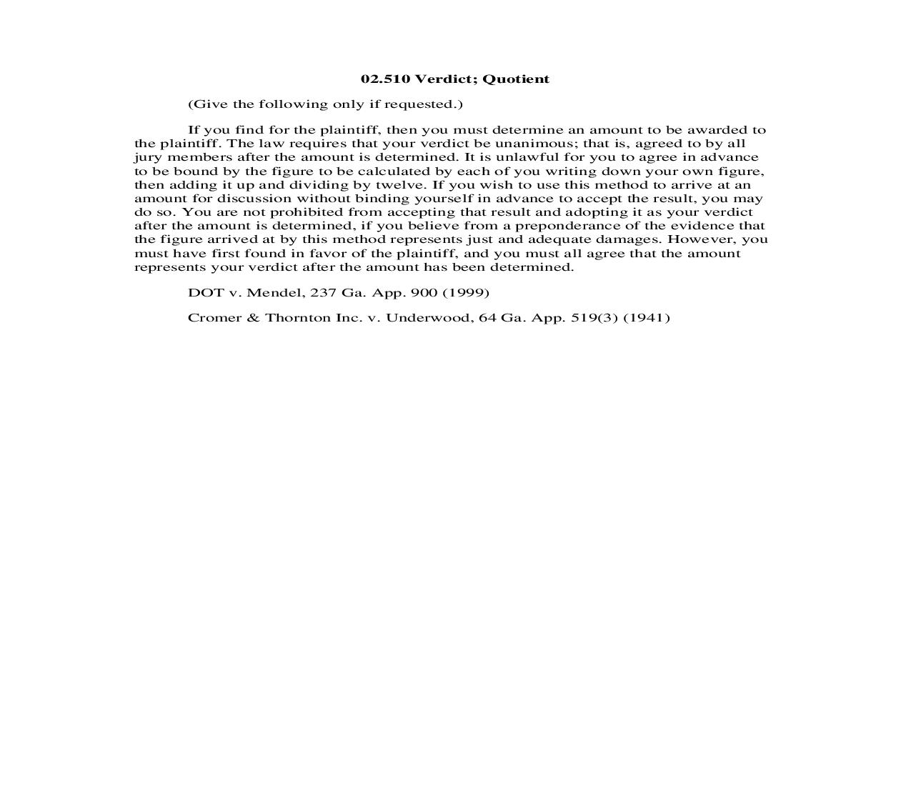 02.510 Verdict; Quotient | Pdf Doc Docx | Georgia_JI