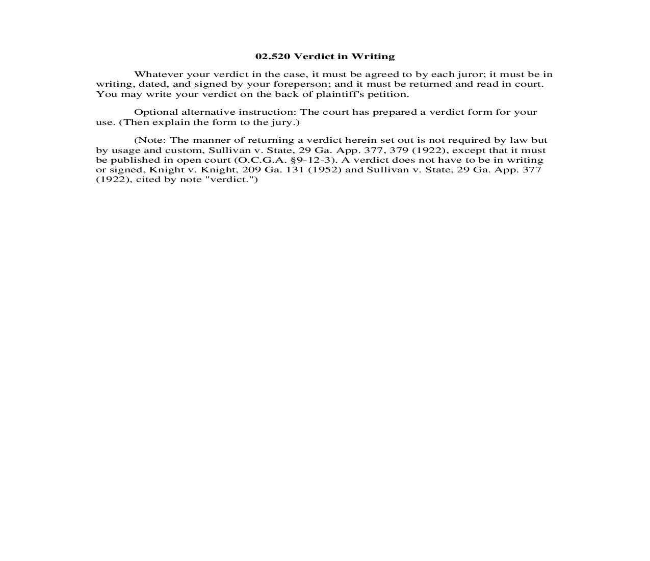 02.520 Verdict in Writing | Pdf Doc Docx | Georgia_JI