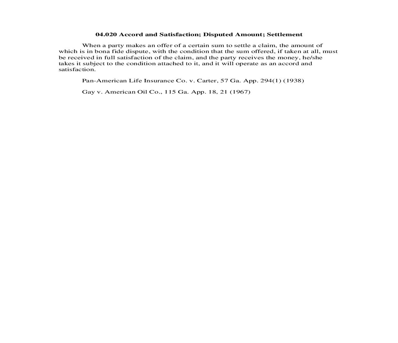 04.020 Accord and Satisfaction; Disputed Amount; Settlement | Pdf Doc Docx | Georgia_JI