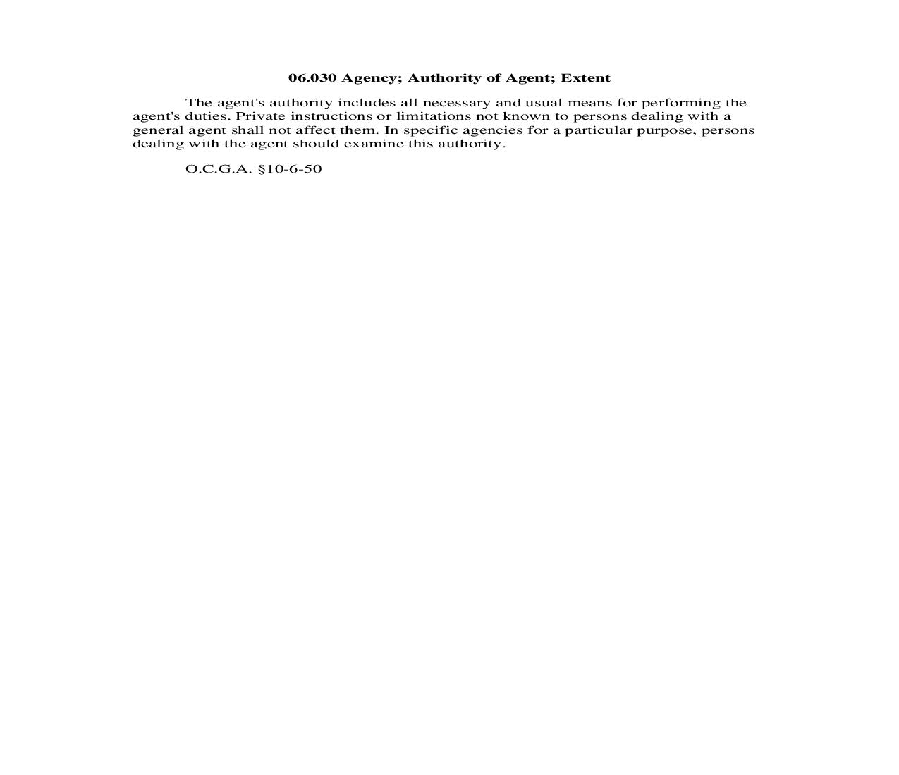 06.030 Agency; Authority of Agent; Extent | Pdf Doc Docx | Georgia_JI