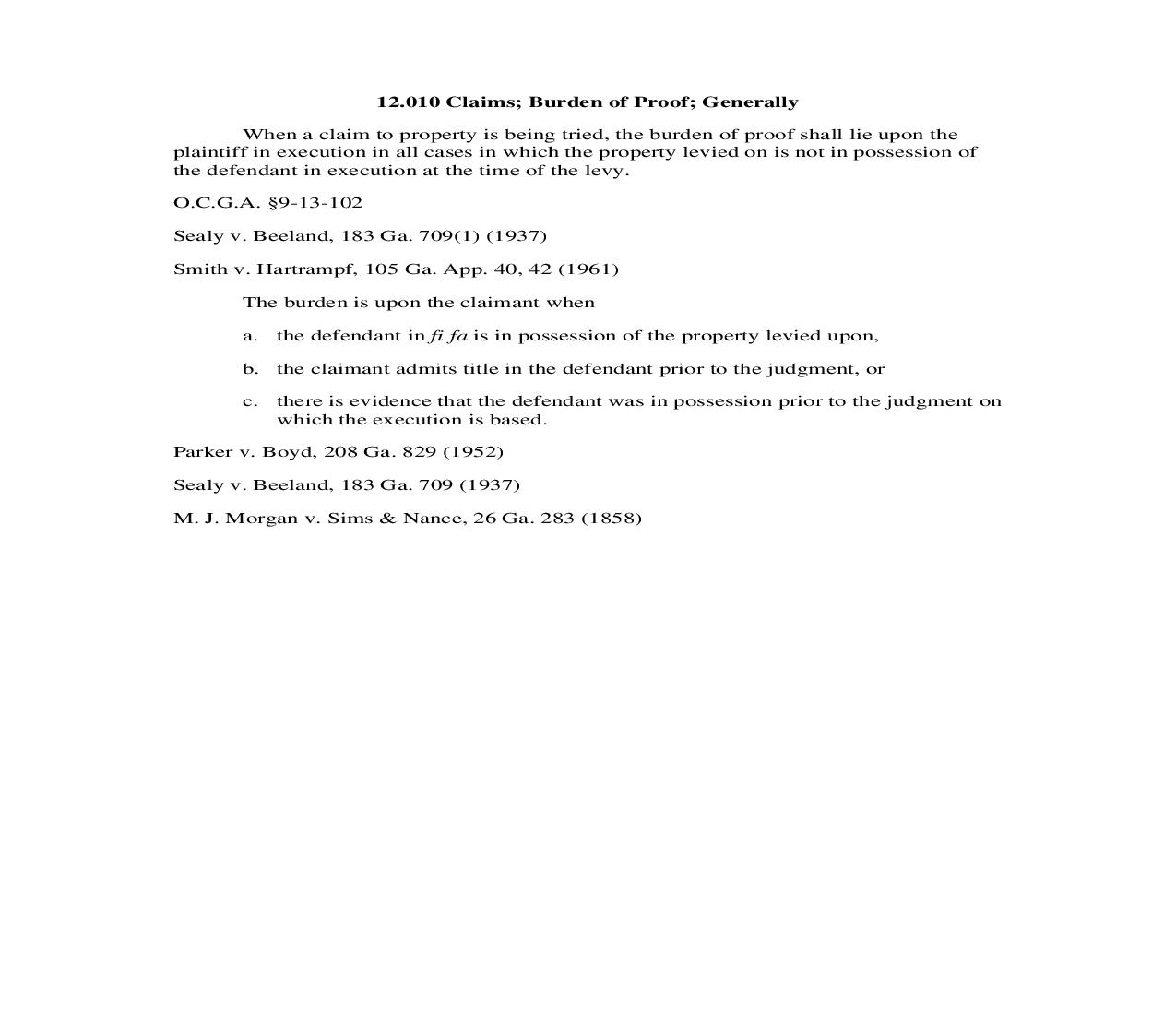 12.010 Claims; Burden of Proof; Generally | Pdf Doc Docx | Georgia_JI