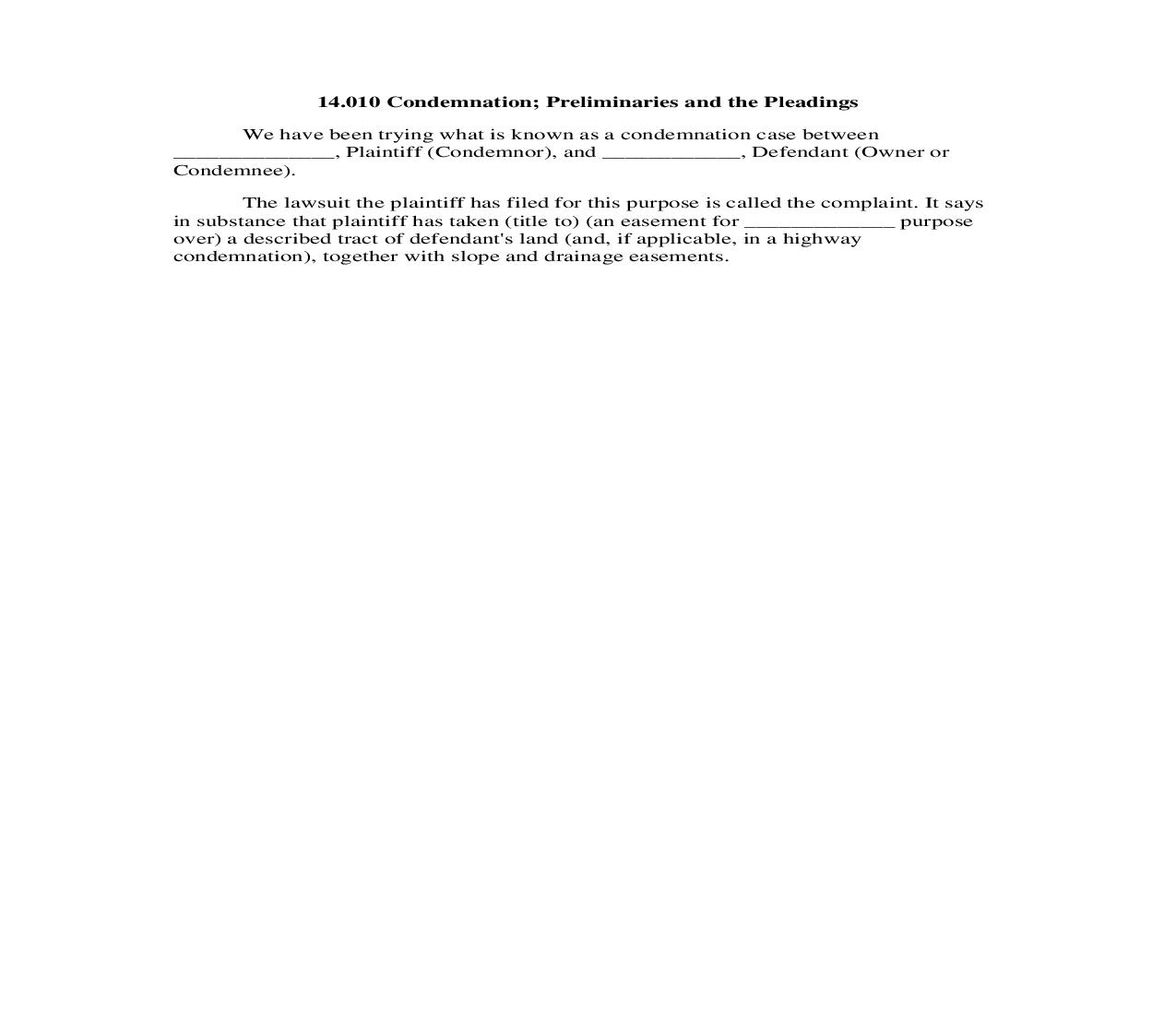14.010 Condemnation; Preliminaries and the Pleadings | Pdf Doc Docx | Georgia_JI