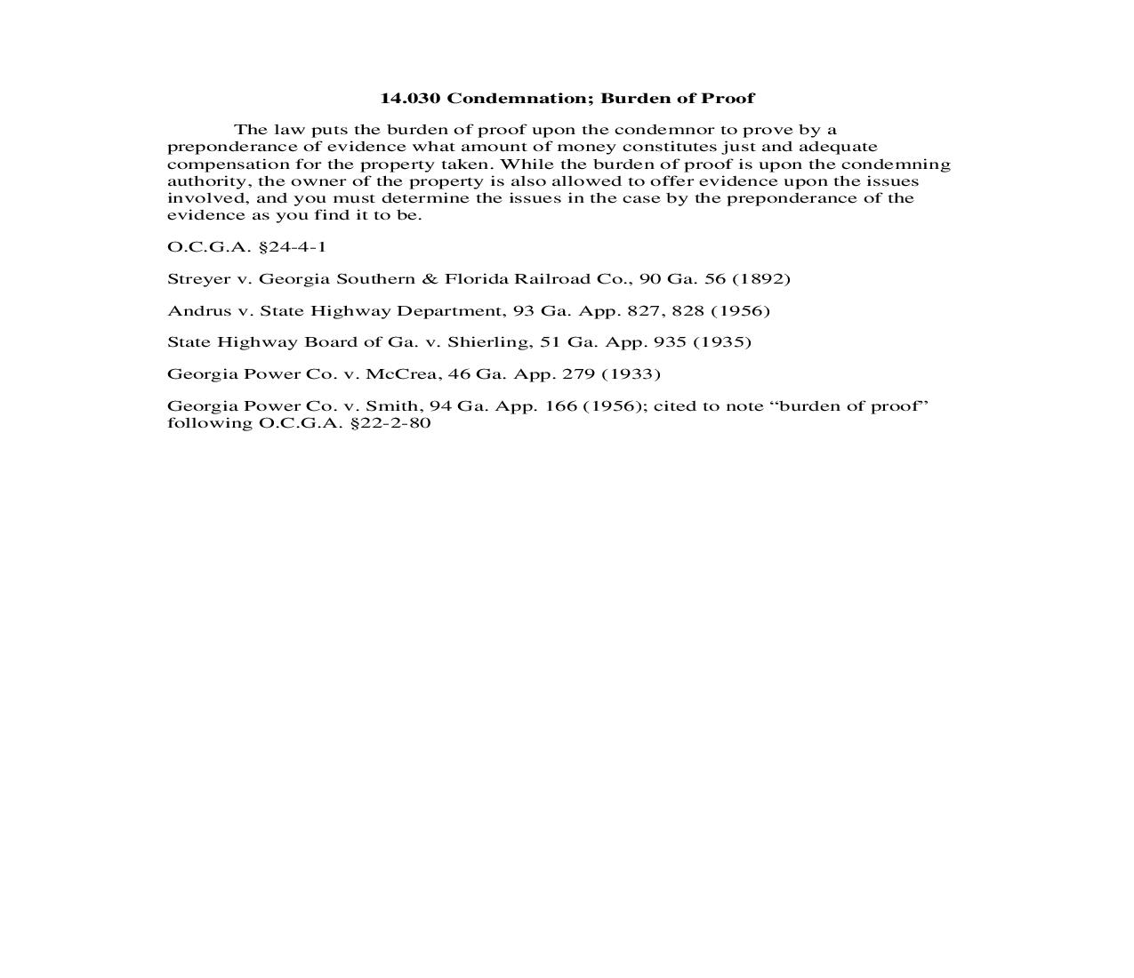 14.030 Condemnation; Burden of Proof | Pdf Doc Docx | Georgia_JI