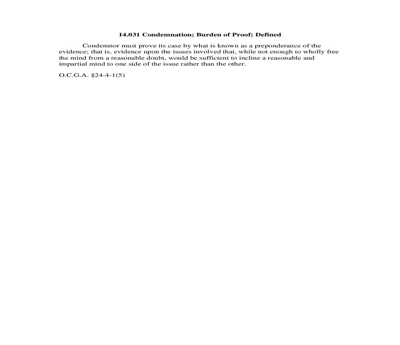 14.031 Condemnation; Burden of Proof; Defined | Pdf Doc Docx | Georgia_JI