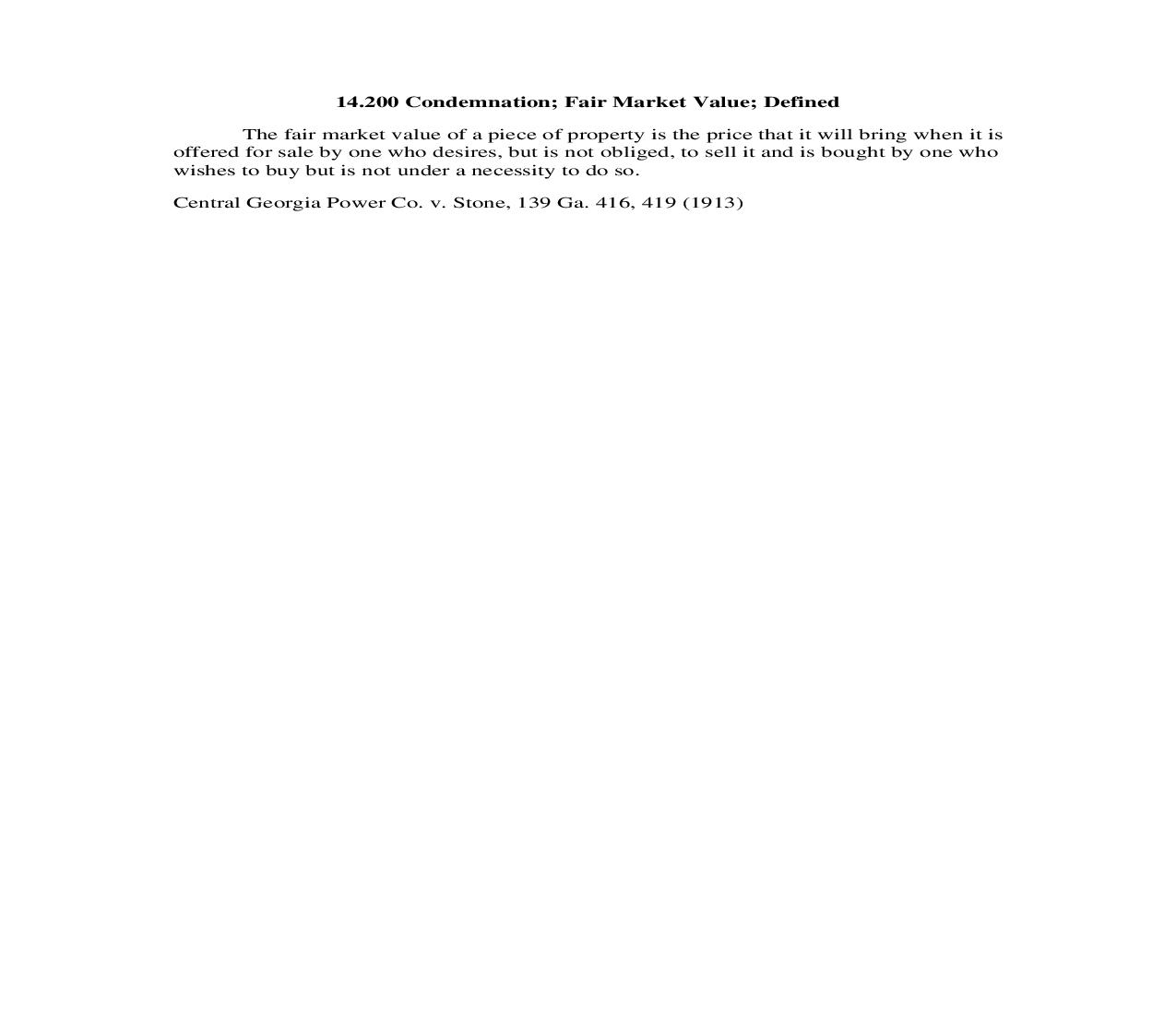 14.200 Condemnation; Fair Market Value; Defined | Pdf Doc Docx | Georgia_JI