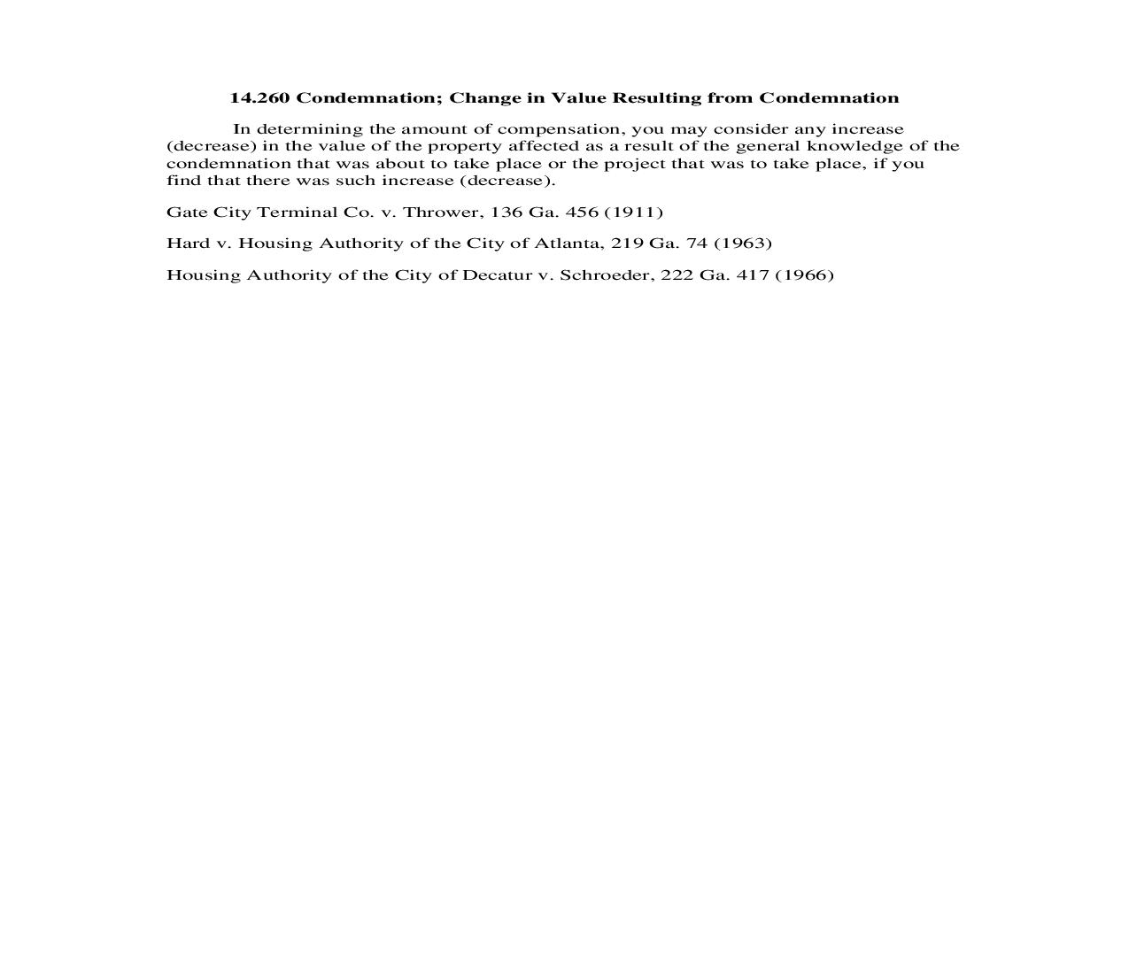 14.260 Condemnation; Change in Value Resulting from Condemnation | Pdf Doc Docx | Georgia_JI