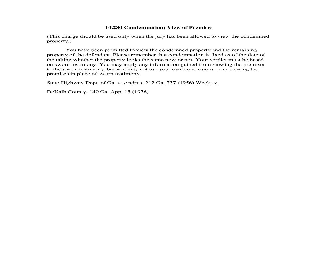 14.280 Condemnation; View of Premises | Pdf Doc Docx | Georgia_JI