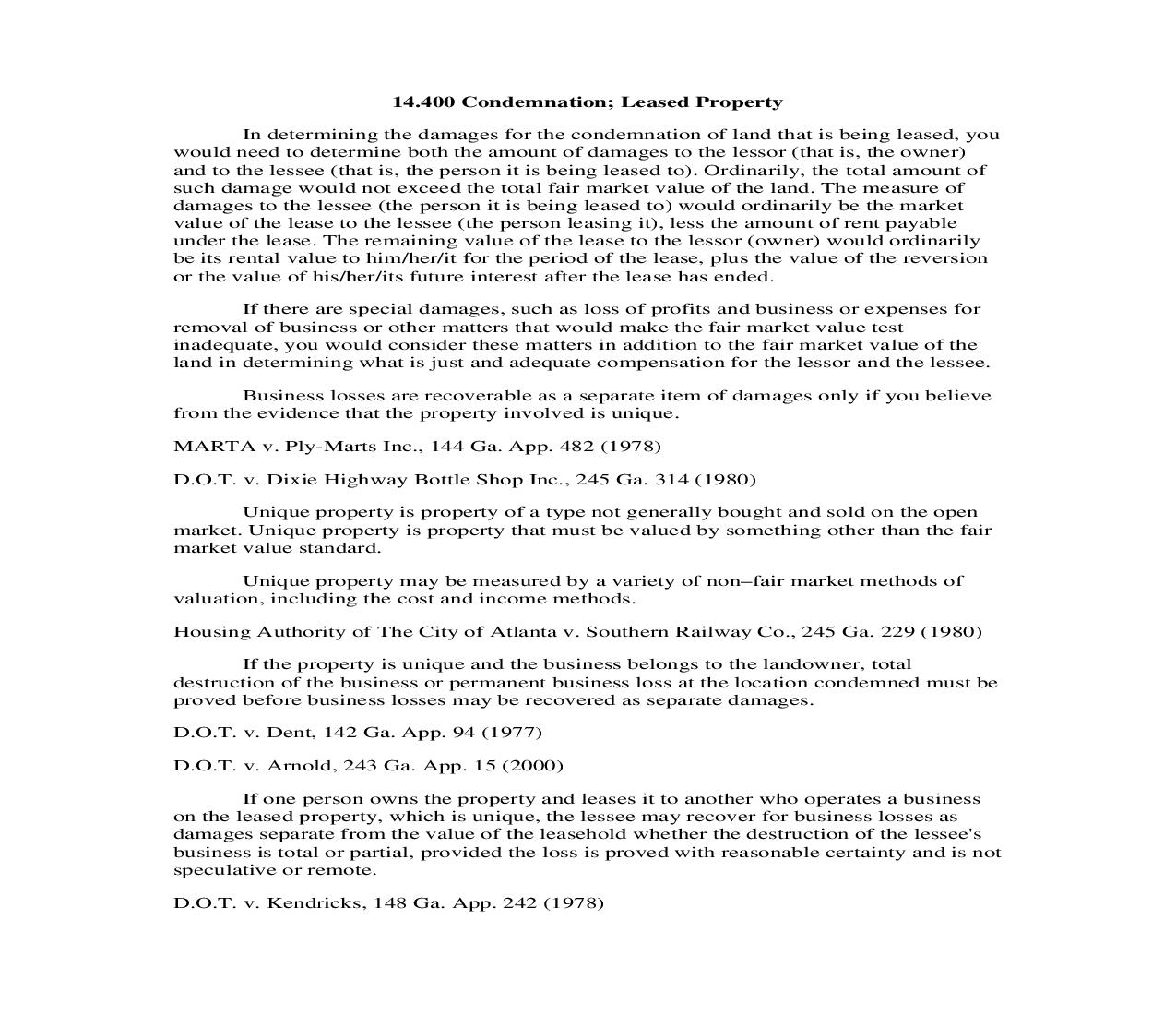 14.400 Condemnation; Leased Property | Pdf Doc Docx | Georgia_JI
