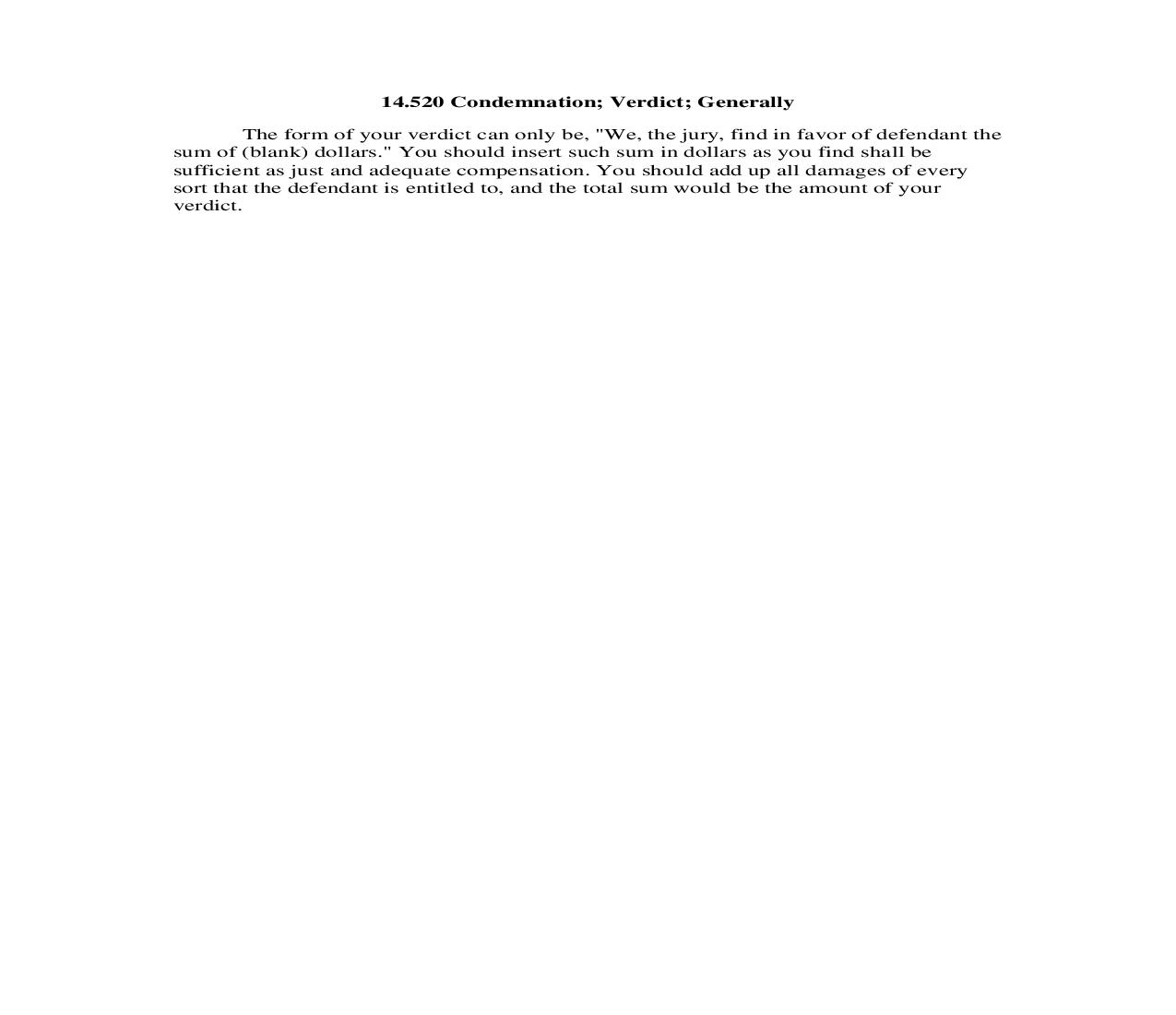 14.520 Condemnation; Verdict; Generally | Pdf Doc Docx | Georgia_JI