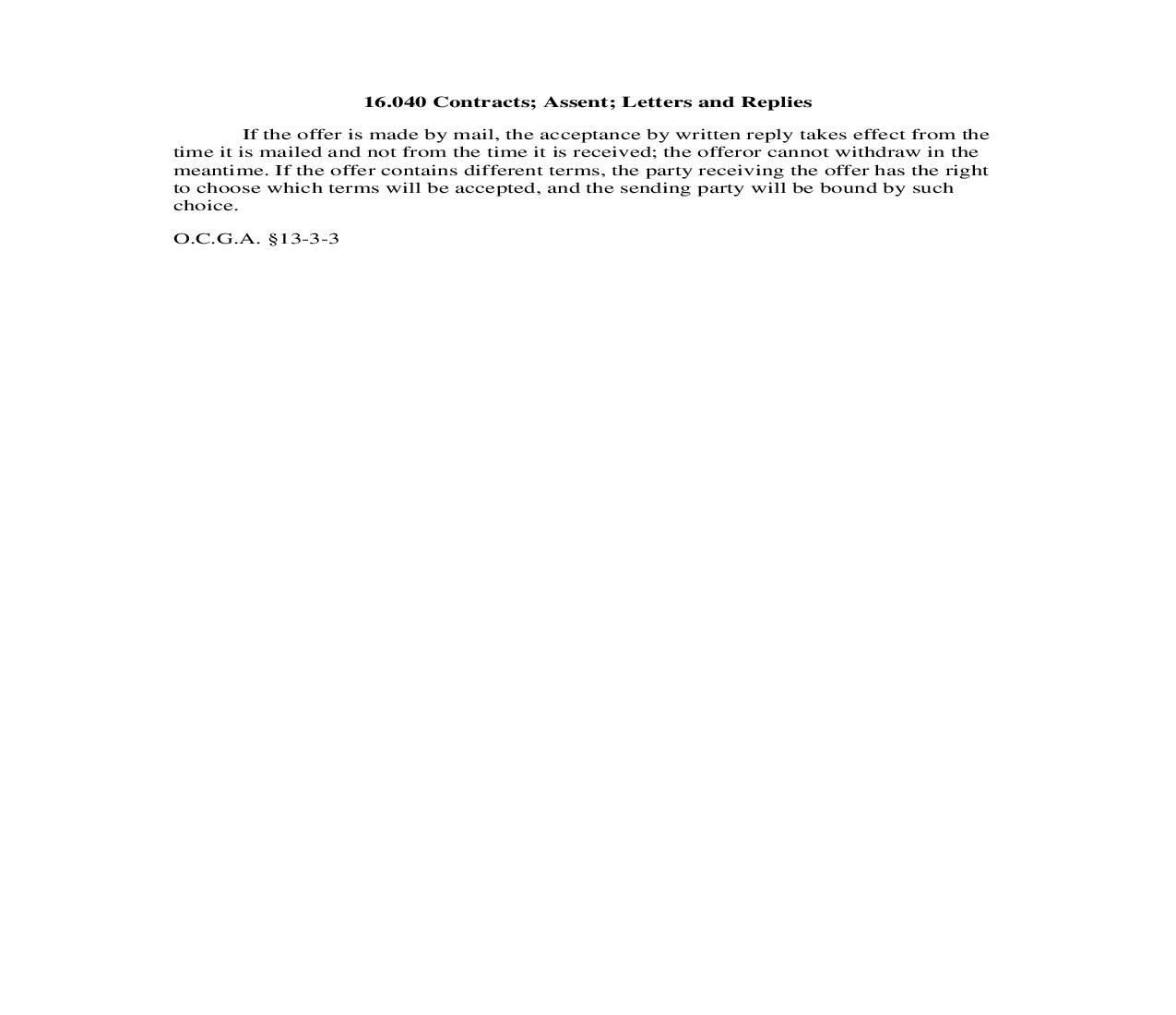 16.040 Contracts; Assent; Letters and Replies | Pdf Doc Docx | Georgia_JI