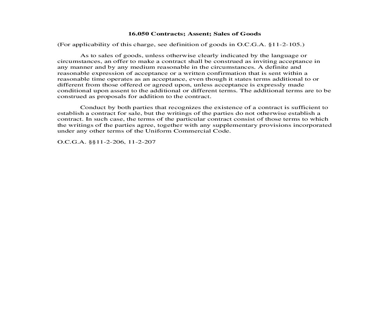 16.050 Contracts; Assent; Sales of Goods | Pdf Doc Docx | Georgia_JI