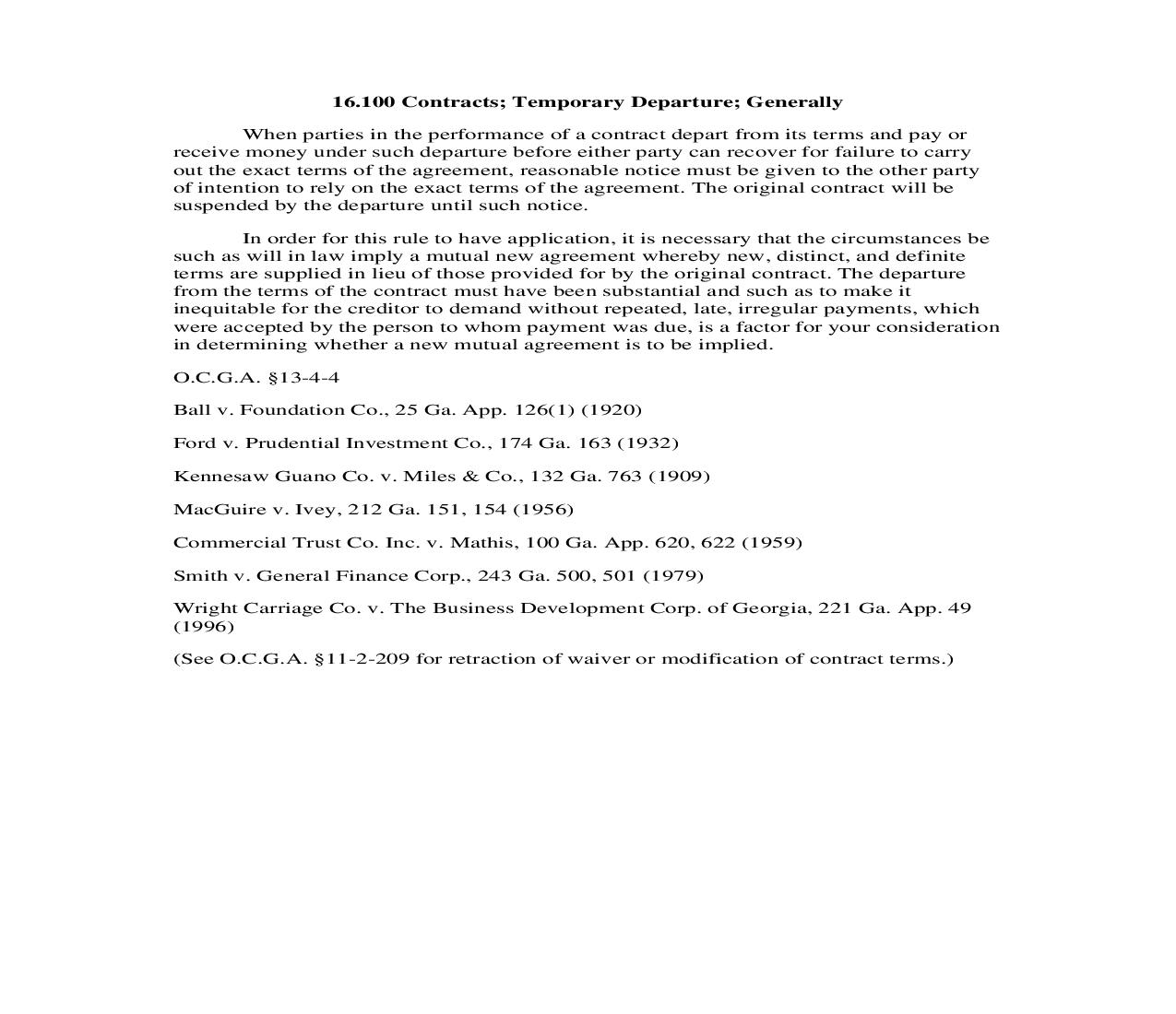 16.100 Contracts; Temporary Departure; Generally | Pdf Doc Docx | Georgia_JI