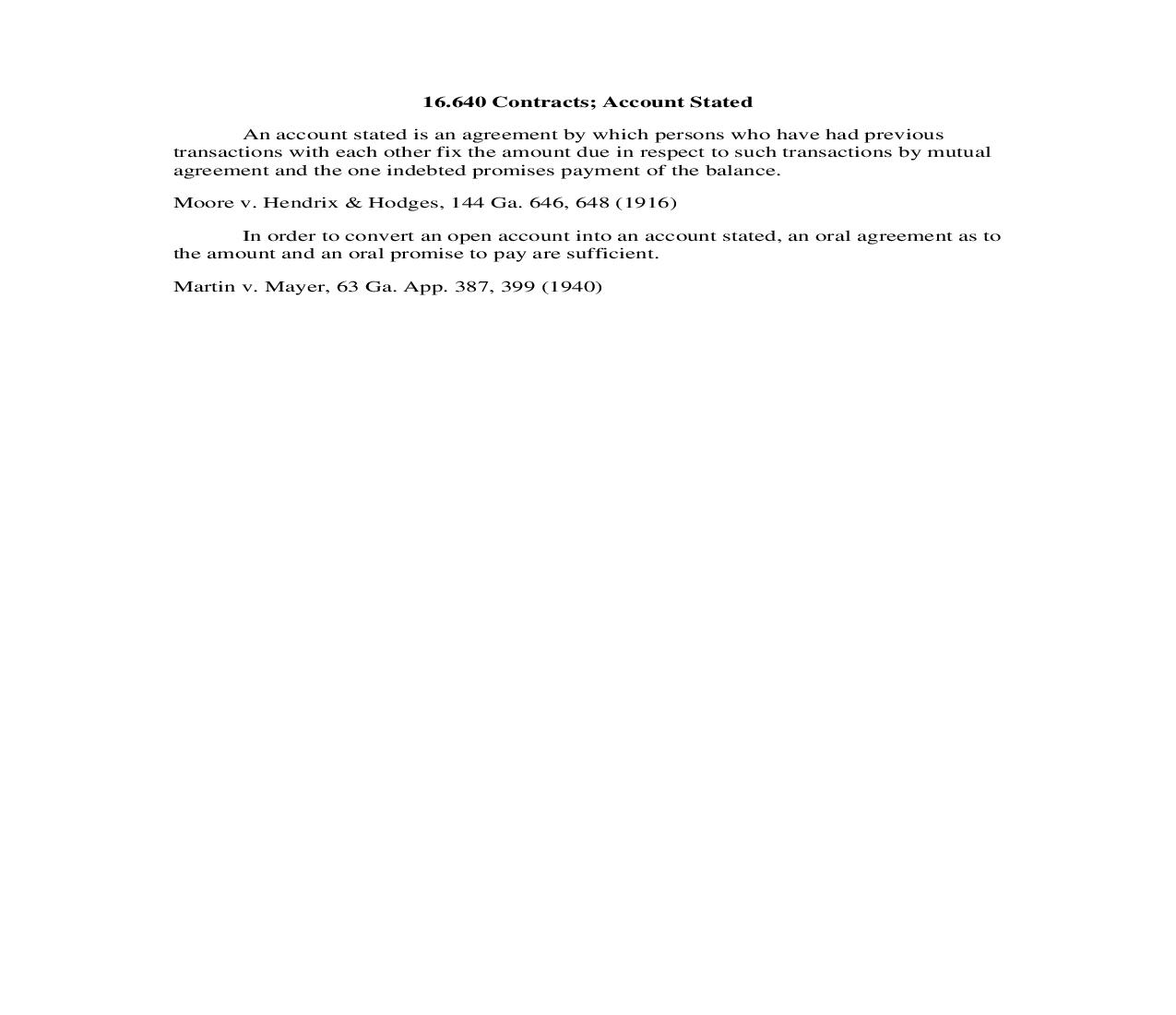 16.640 Contracts; Account Stated | Pdf Doc Docx | Georgia_JI