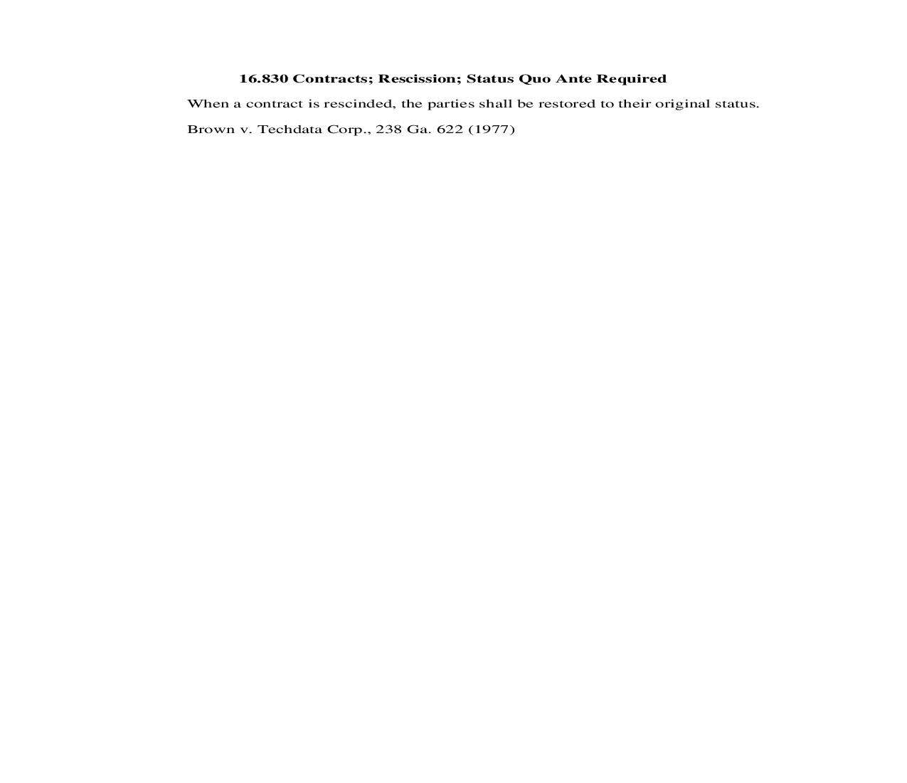 16.830 Contracts; Rescission; Status Quo Ante Required | Pdf Doc Docx | Georgia_JI