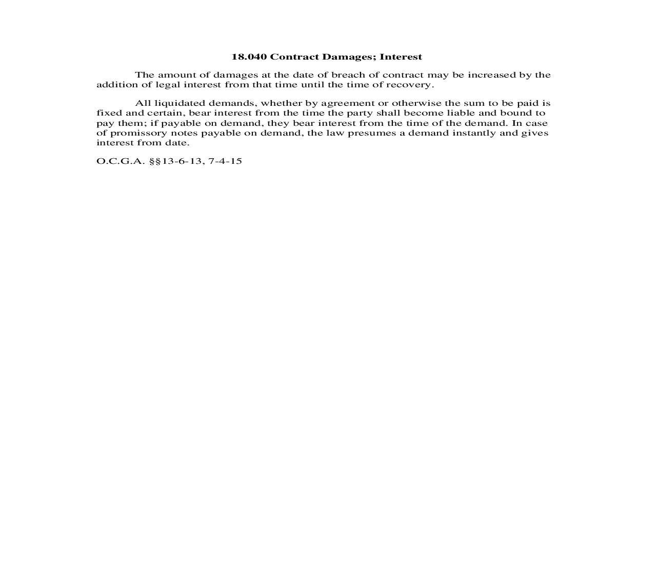 18.040 Contract Damages; Interest | Pdf Doc Docx | Georgia_JI
