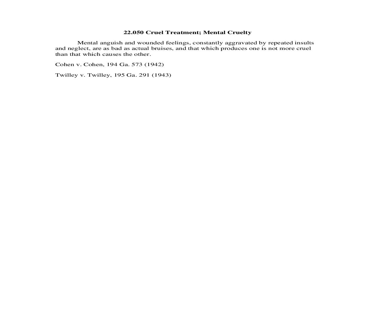 22.050 Cruel Treatment; Mental Cruelty | Pdf Doc Docx | Georgia_JI