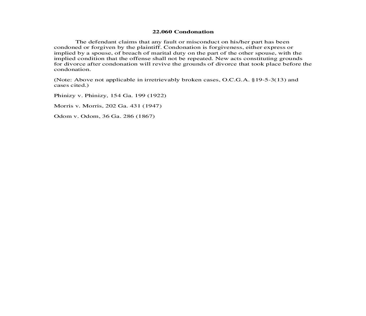 22.060 Condonation | Pdf Doc Docx | Georgia_JI