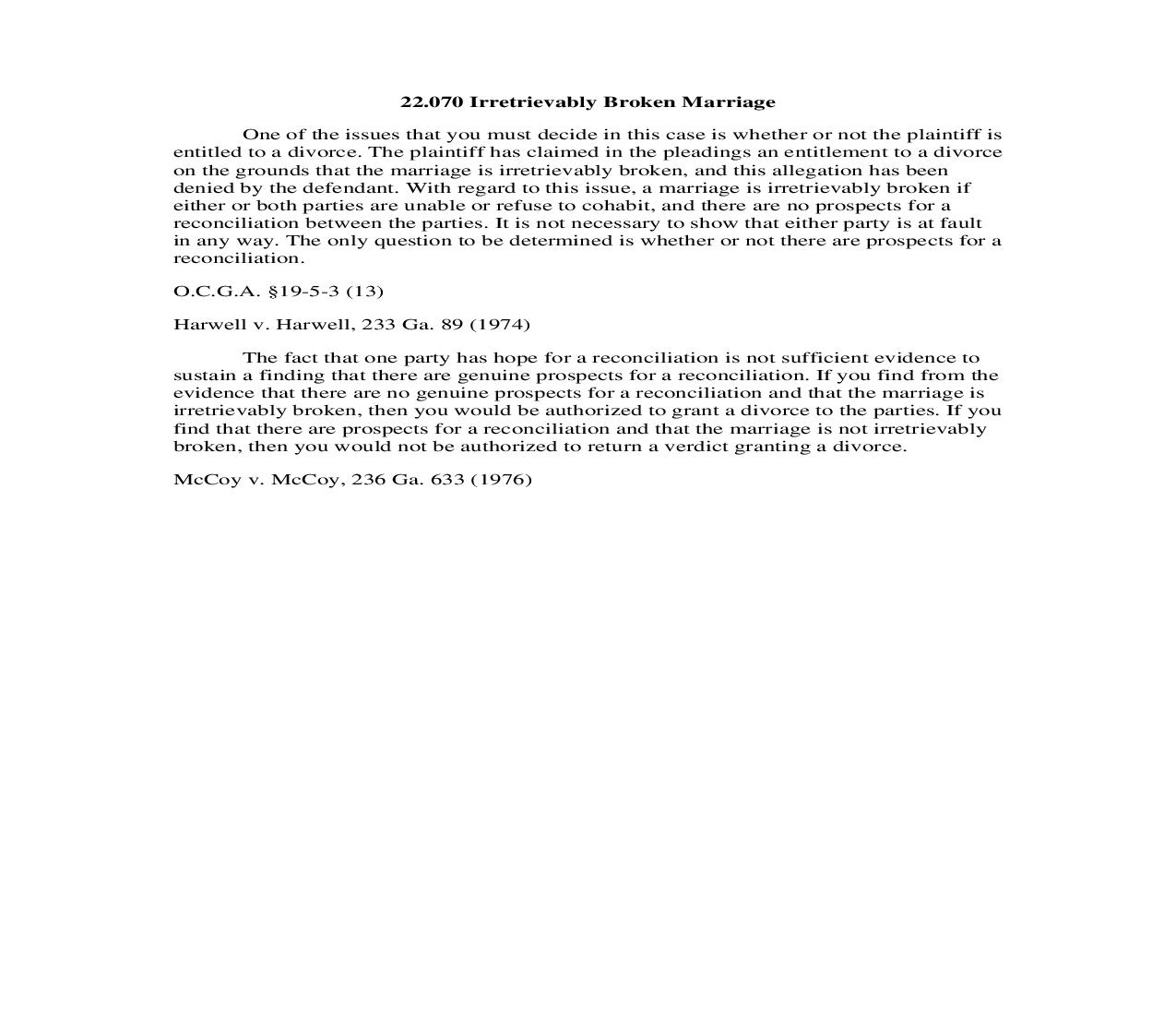 22.070 Irretrievably Broken Marriage | Pdf Doc Docx | Georgia_JI