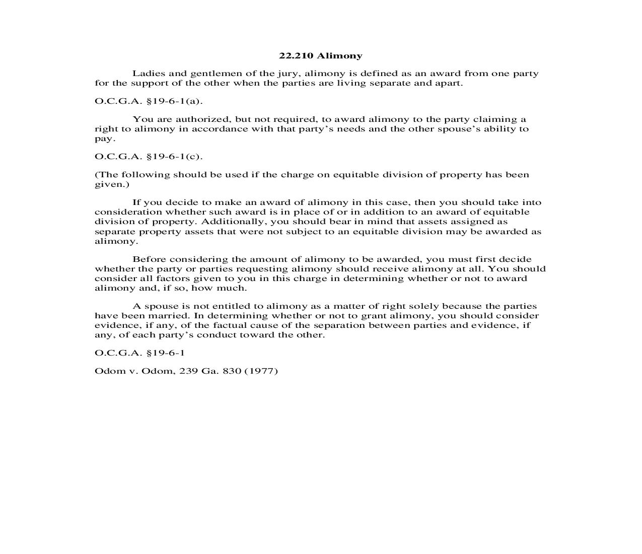 22.210 Alimony | Pdf Doc Docx | Georgia_JI