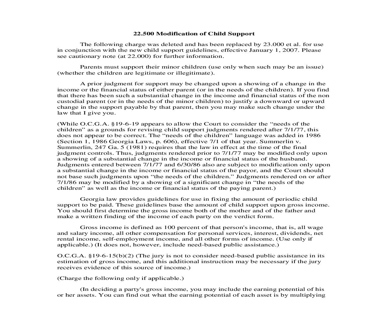 22.500 Modification of Child Support | Pdf Doc Docx | Georgia_JI