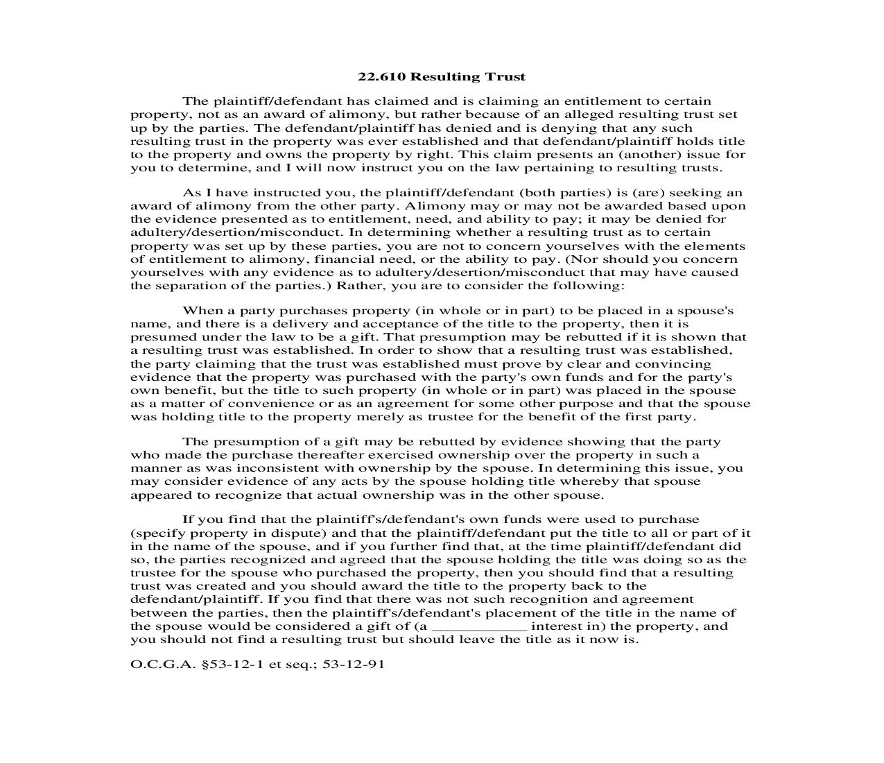 22.610 Resulting Trust | Pdf Doc Docx | Georgia_JI