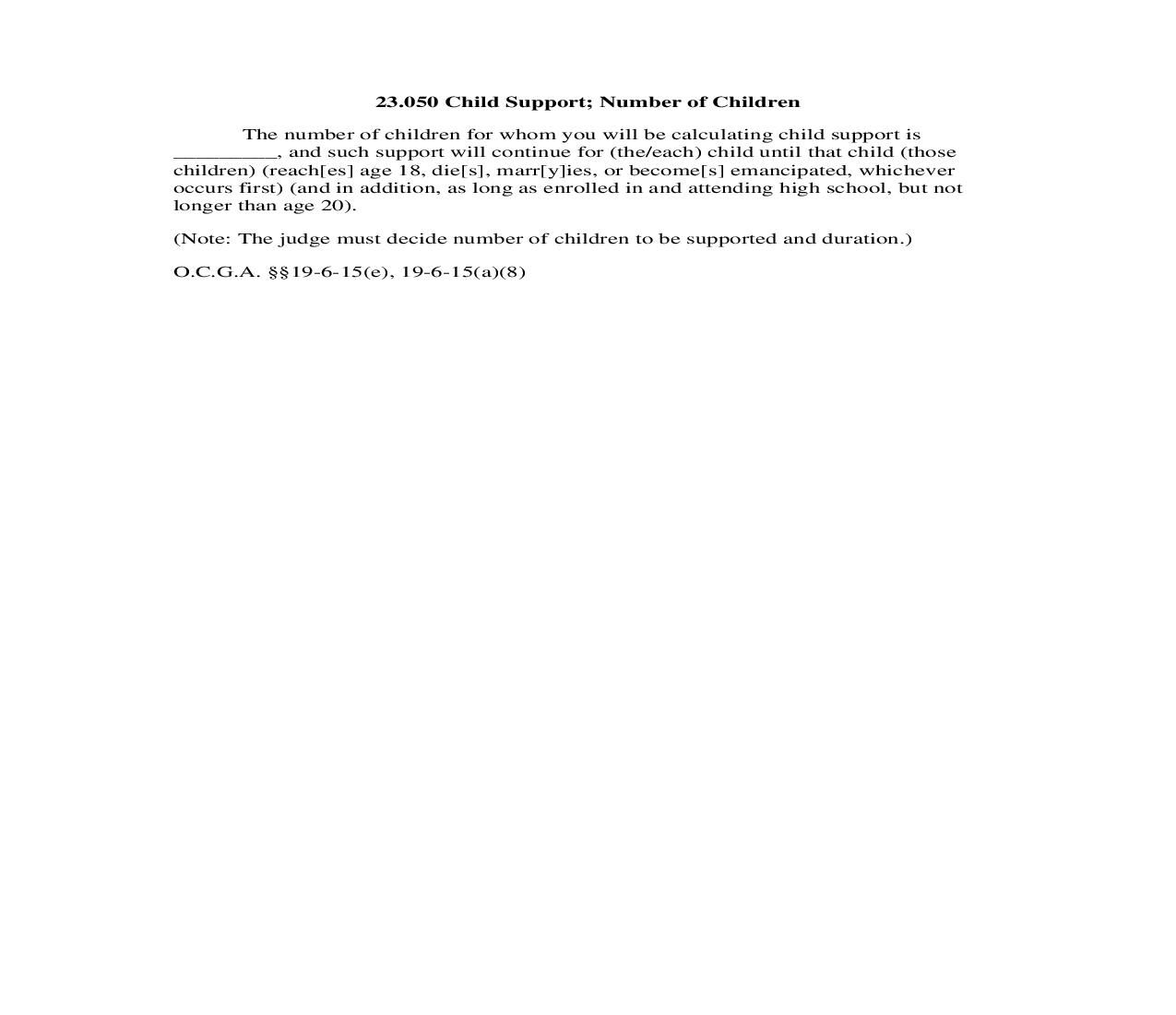 23.050 Child Support; Number of Children | Pdf Doc Docx | Georgia_JI