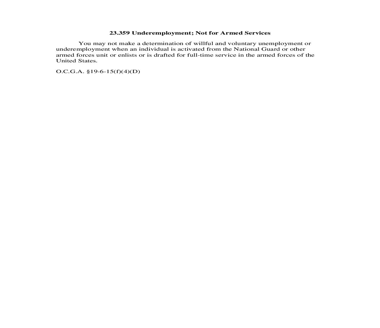 23.359 Underemployment; Not for Armed Services | Pdf Doc Docx | Georgia_JI