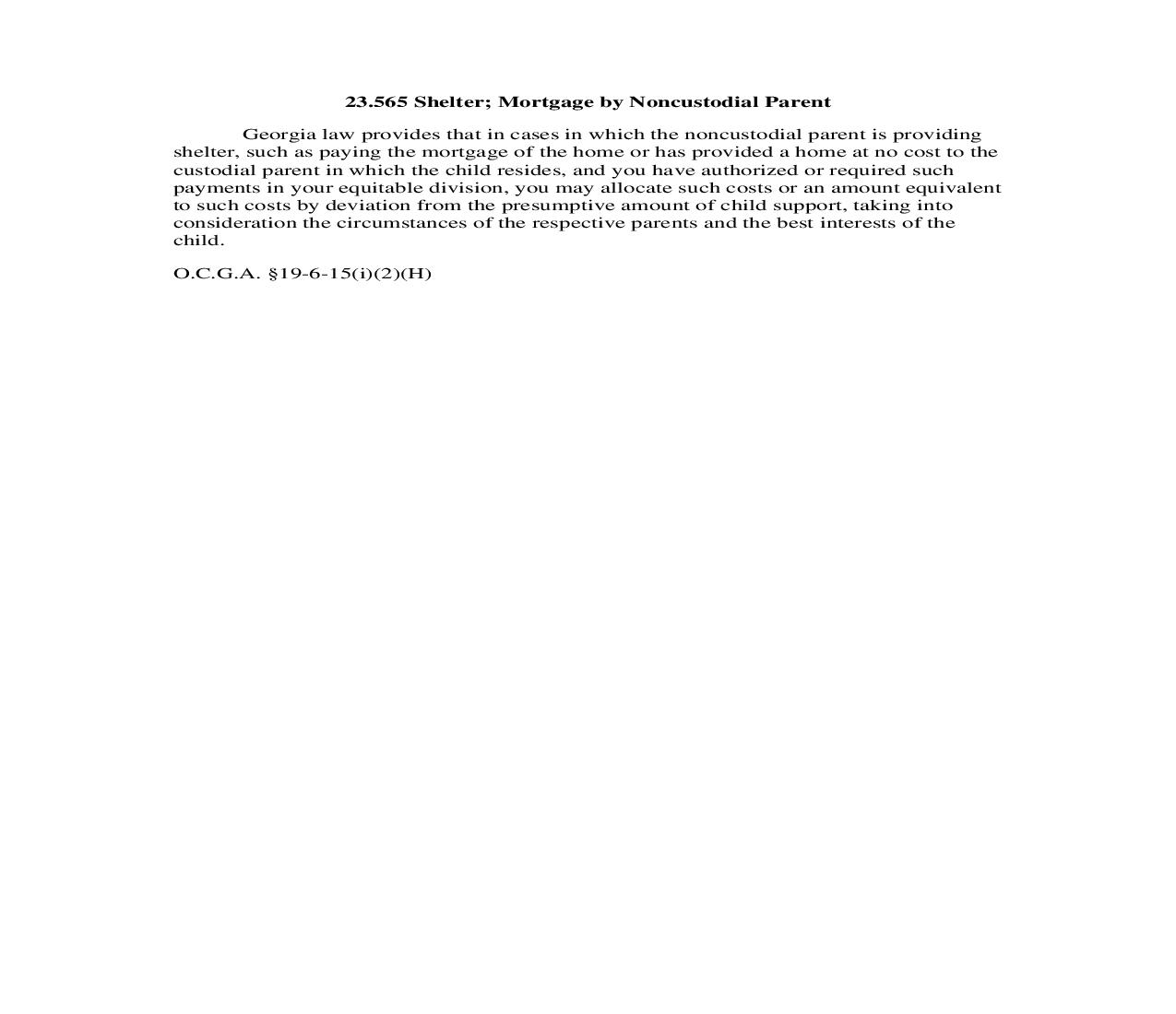 23.565 Shelter; Mortgage by Noncustodial Parent | Pdf Doc Docx | Georgia_JI