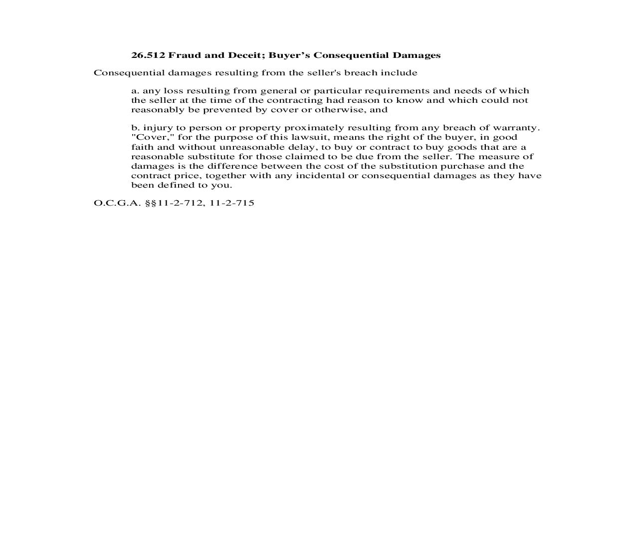 26.512 Fraud and Deceit; Buyer's Consequential Damages | Pdf Doc Docx | Georgia_JI