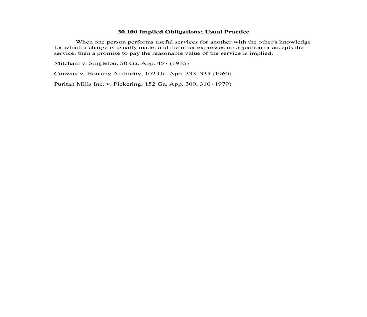 30.100 Implied Obligations; Usual Practice | Pdf Doc Docx | Georgia_JI